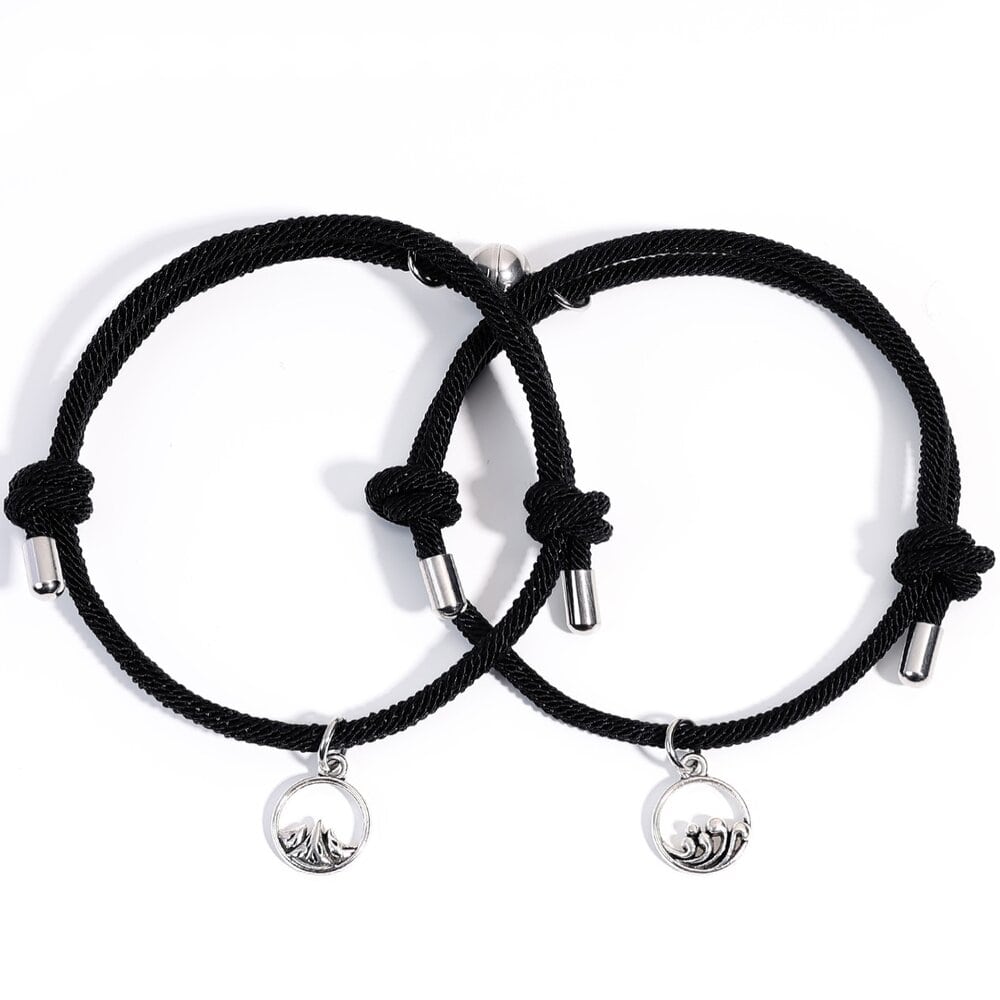 Custom magnetic clasp with MCB logo – Loveness couple bracelet set