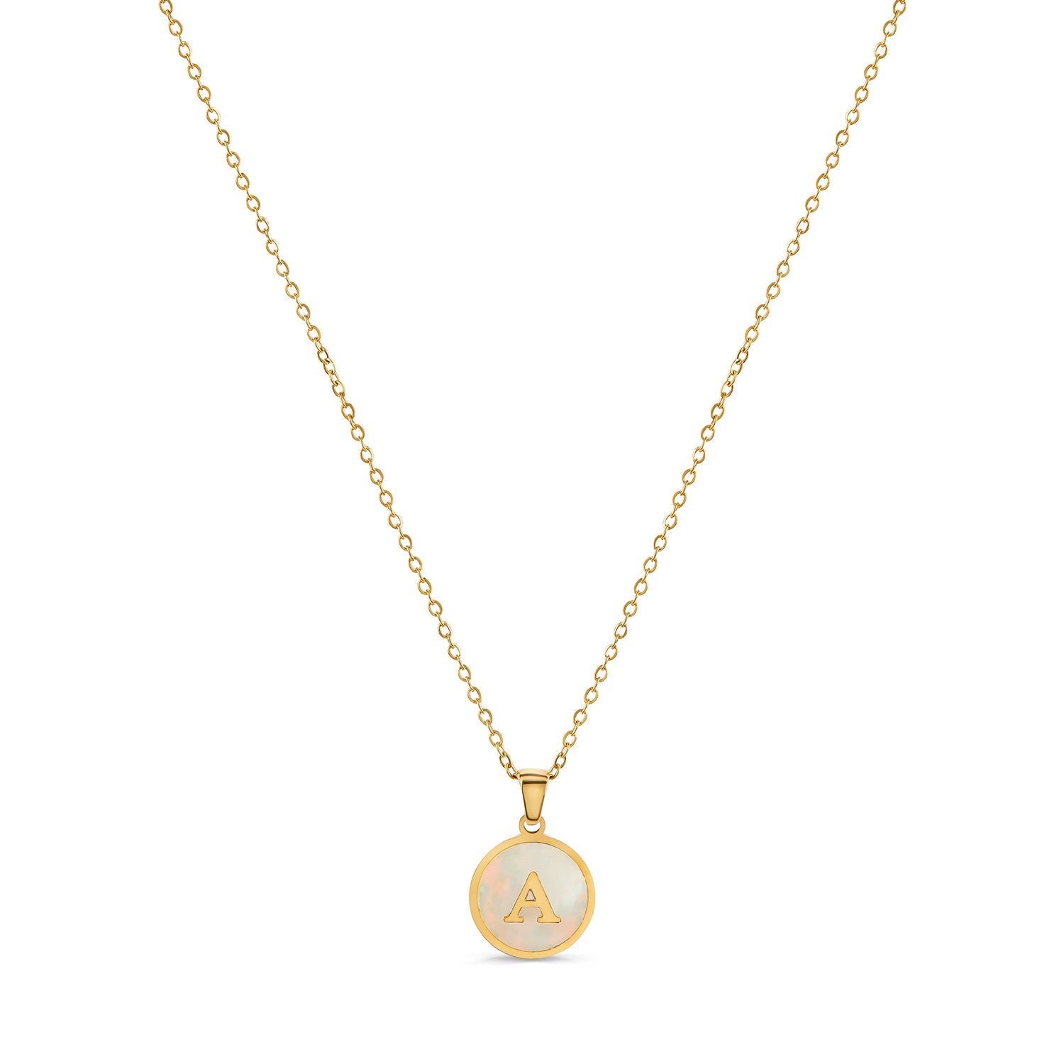Marble Initial Halskette Gold – Vorderansicht