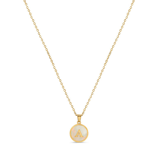 Marble Initial Halskette Gold – Vorderansicht