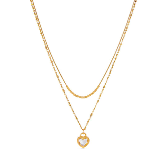 Marmor Herz Layered Halskette Gold – Vorderansicht
