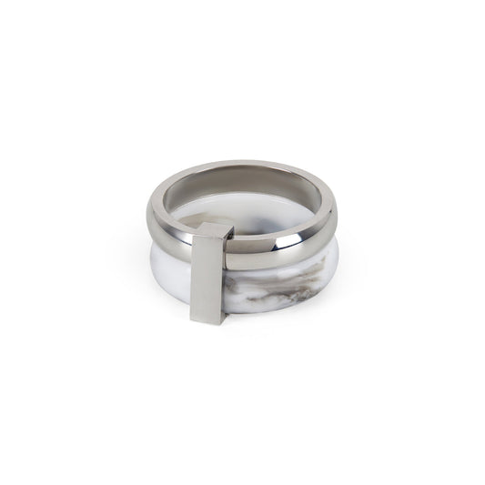 Marmor Mehrschicht-Ring Silber – Vorderansicht