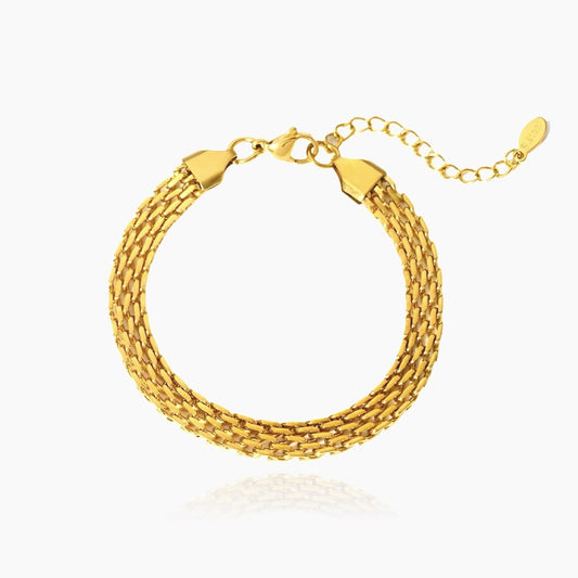 Mesh chain bracelet or anklet in gold – front view