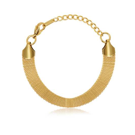 Mesh Schlaufe Schloss Kettenarmband Gold – Vorderansicht