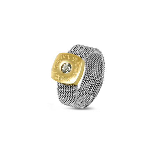 Mesh Strap Latin Stone Ring Gold – Vorderansicht