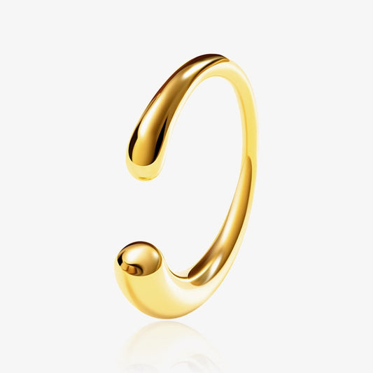 Front view of minimalist wrap ring with double drop design