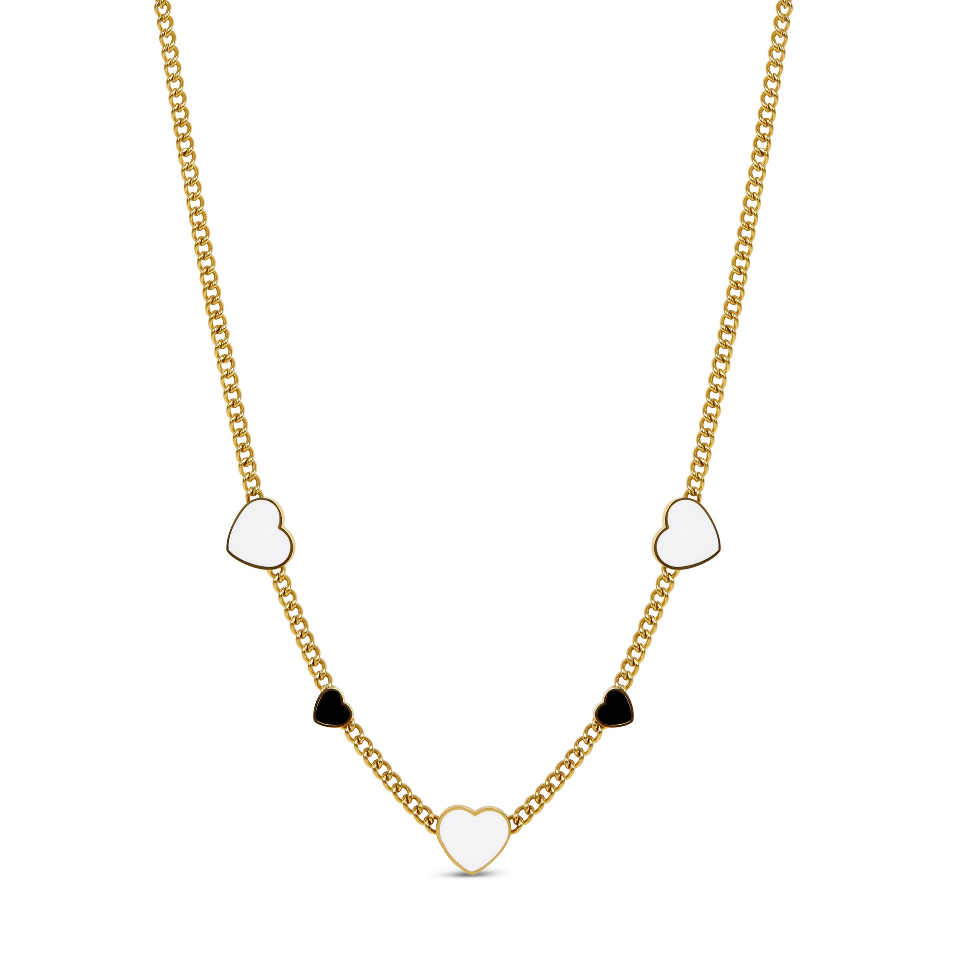 Monochrome Herzen Halskette Gold – Vorderansicht