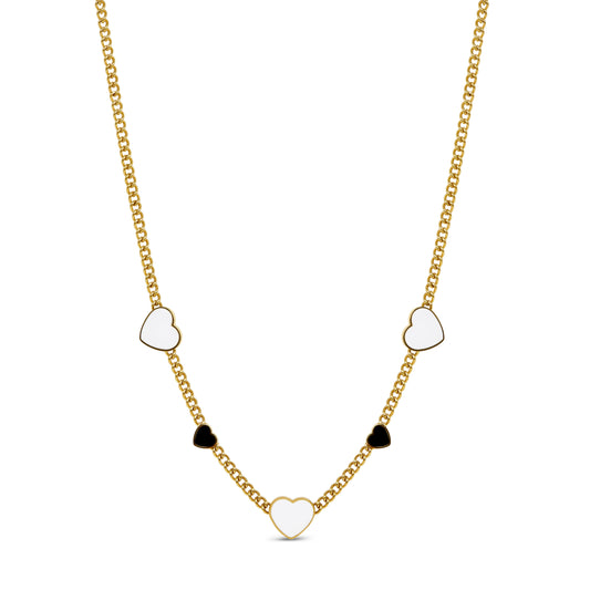 Monochrome Herzen Halskette Gold – Vorderansicht