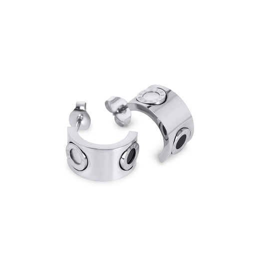 Monochrome Numeral Ohrstecker Silber – Vorderansicht