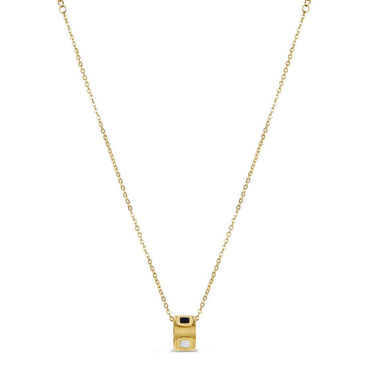 Monochrome Stein Halskette Gold – Vorderansicht
