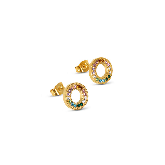 Multi-Colour Gem Ohrstecker Gold – Vorderansicht