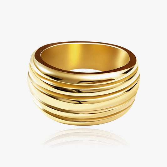 Front view of multi hoop ring with organic layered shape