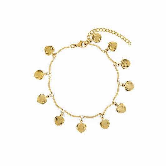 Fußkettchen Gold mit Muschel-Anhänger – Vorderansicht