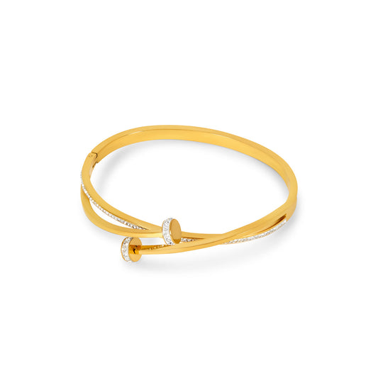 Nagel-Stein Armband Gold – Vorderansicht