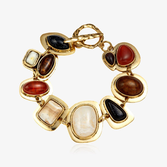 Natural stone boho bracelet with gemstone mix – front view