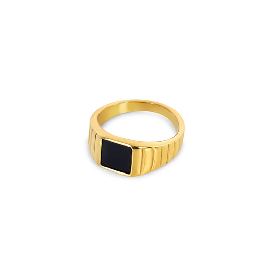 Noir Steinring Gold – Vorderansicht