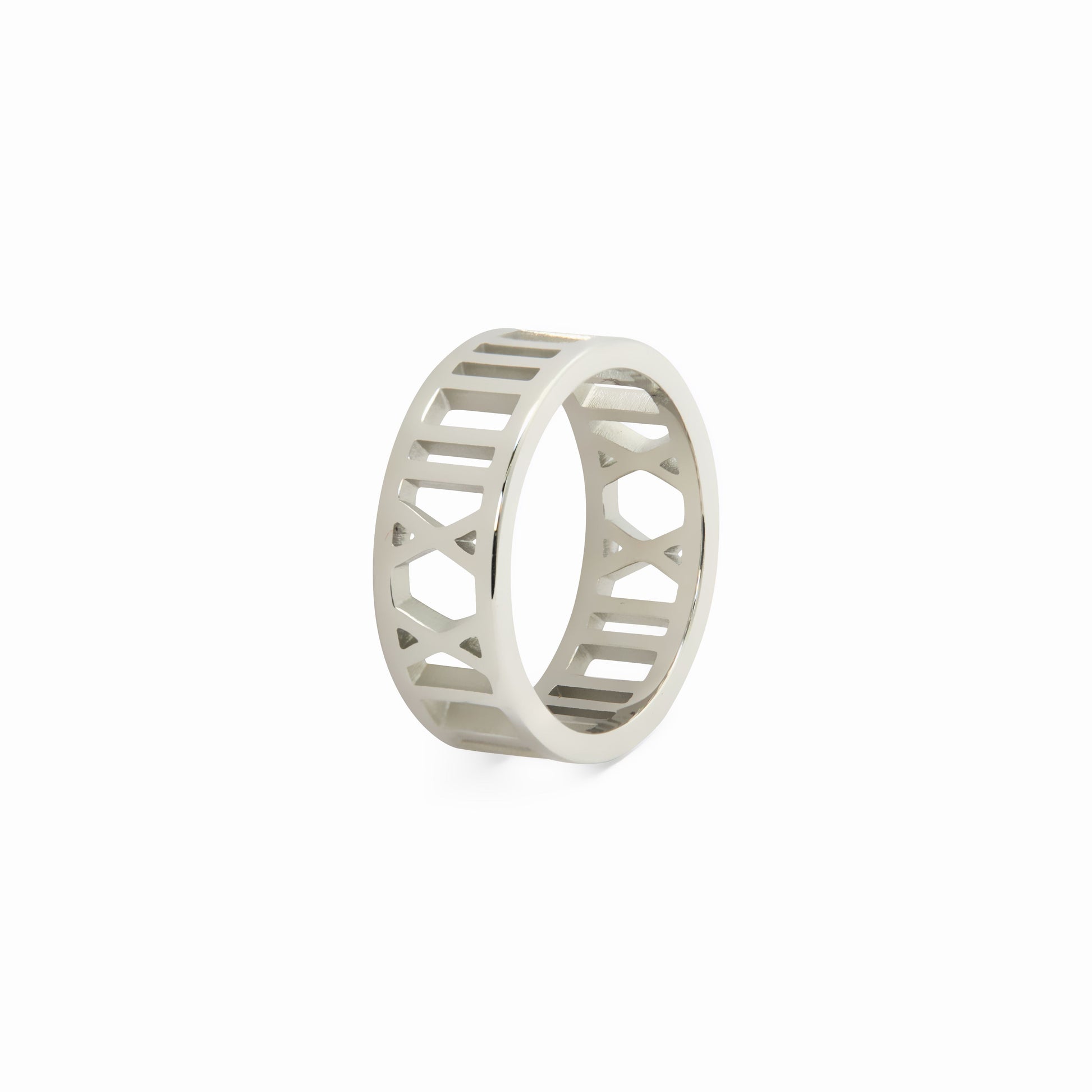 Numeral-Ring mit Hohldesign Silber – Vorderansicht