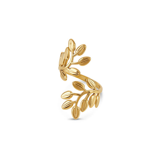Oliven-Twist Ring Gold – Vorderansicht