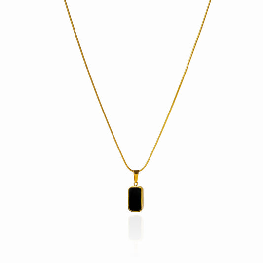 Onyx Anhänger Halskette Gold – Vorderansicht