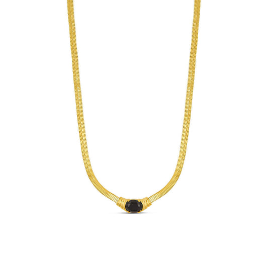 Onyx Edelstein Schlangenkette Gold – Vorderansicht