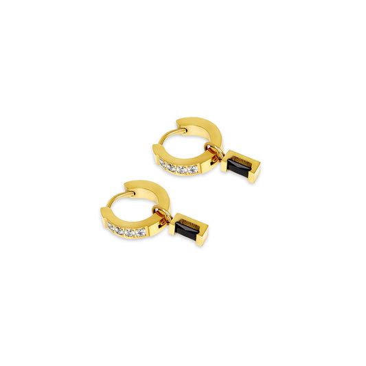 Opal Stein Huggie Creolen Gold – Vorderansicht