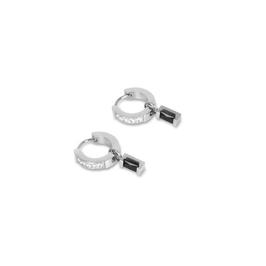 Opal Stein Huggie Creolen Silber – Vorderansicht
