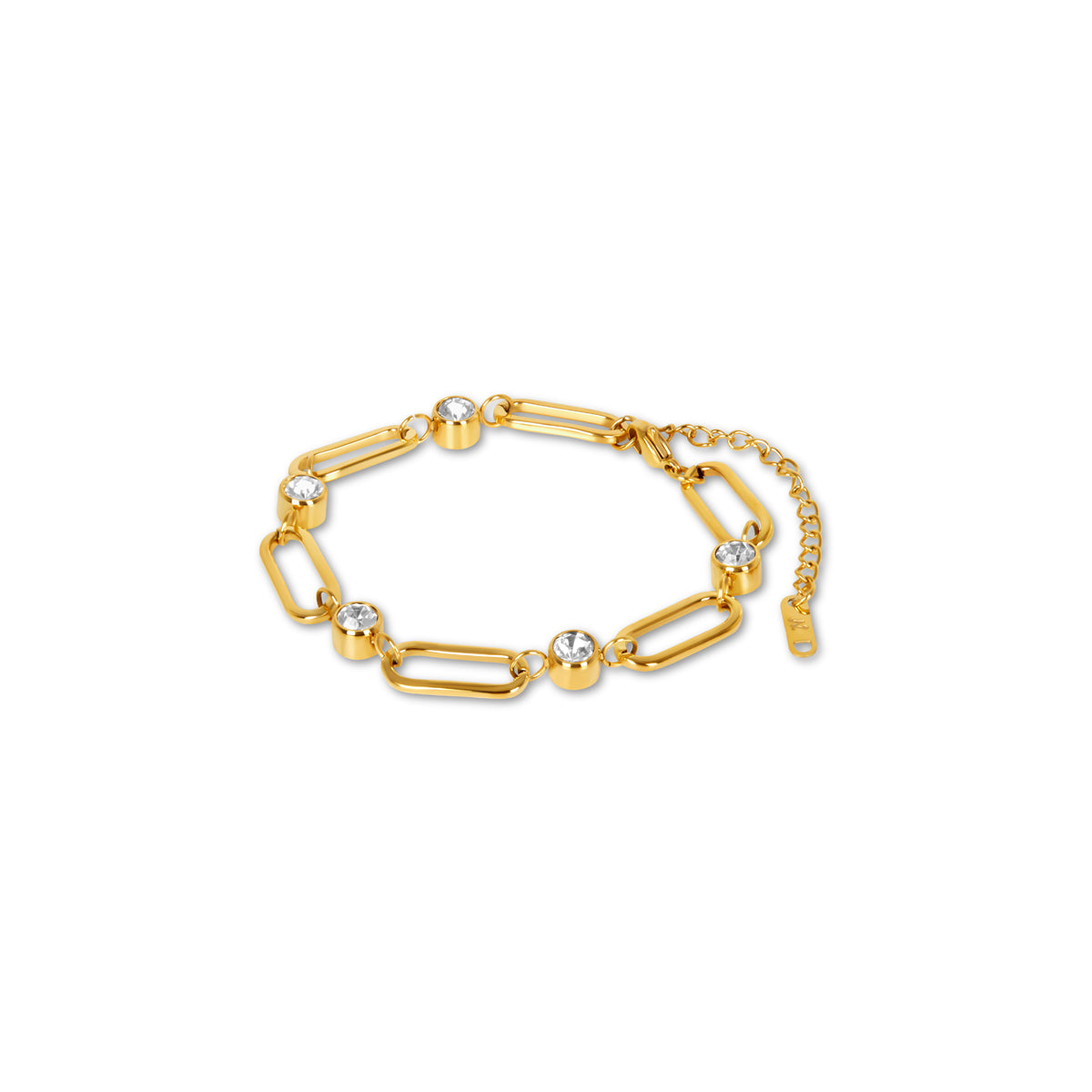 Ovale Gliederkette Stein Armband Gold – Vorderansicht