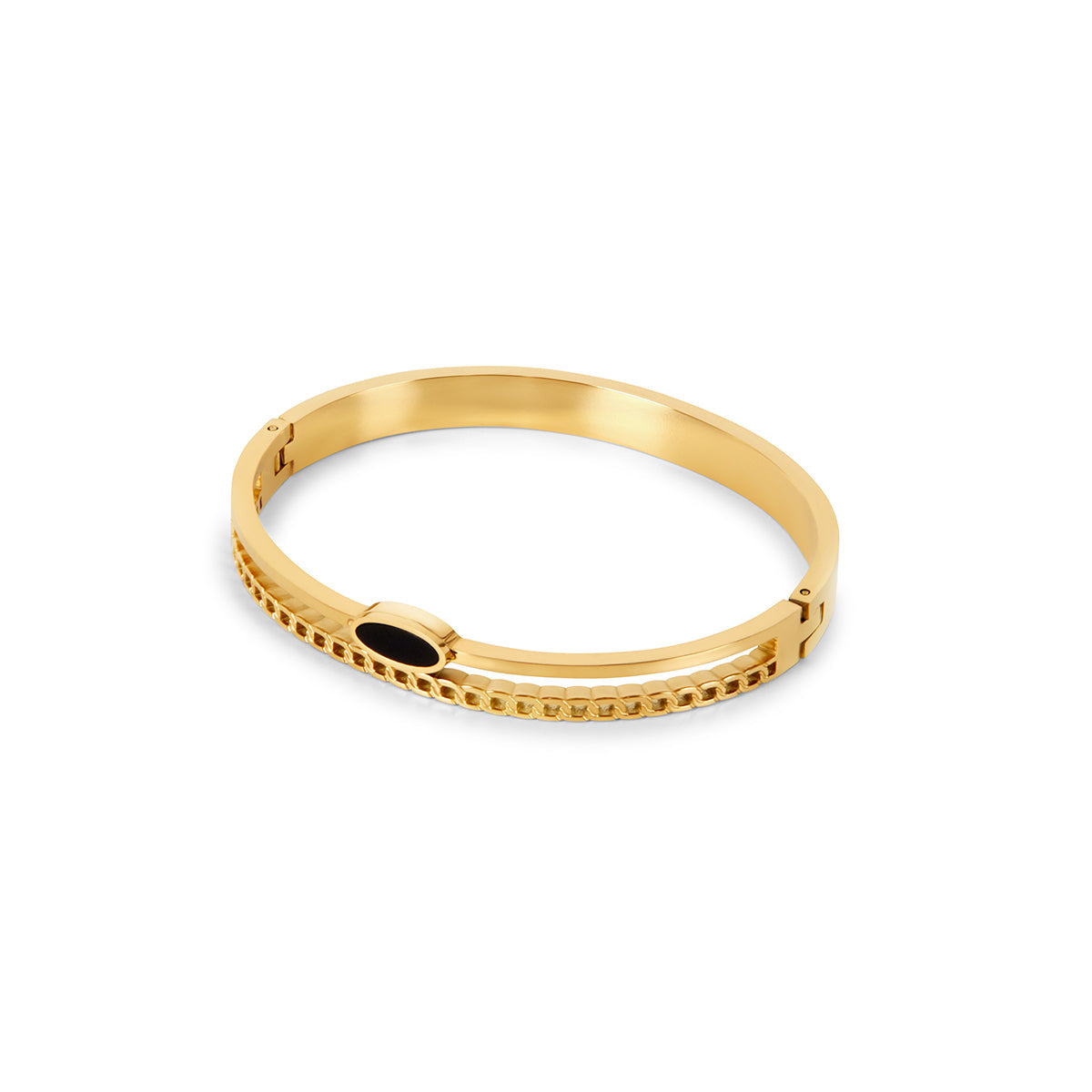 Ovaler Onyx Armreif Gold – Vorderansicht