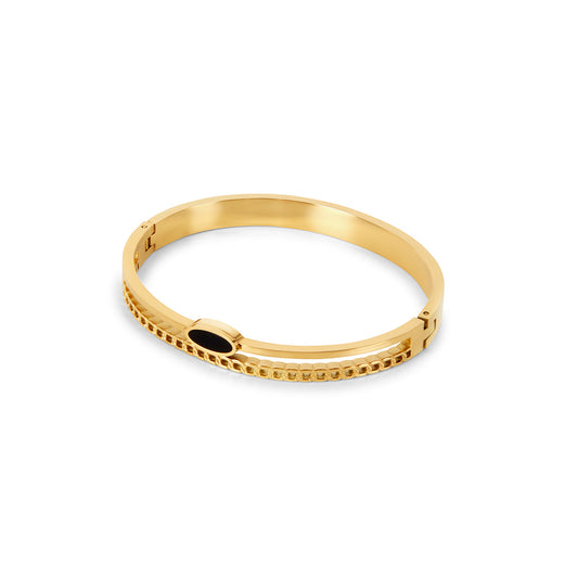 Ovaler Onyx Armreif Gold – Vorderansicht