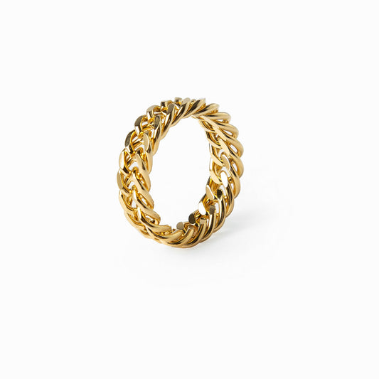 Panzerketten Ring Gold – Vorderansicht