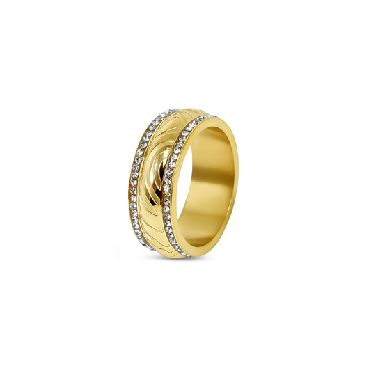 Paphos Luxe Steinring Gold – Vorderansicht
