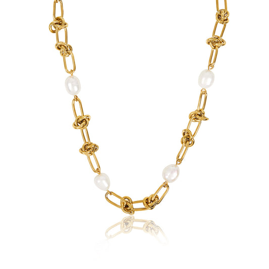 Pearl Knot Halskette Gold – Vorderansicht