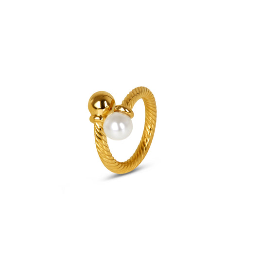 Perlenkugel Twist-Ring Gold – Vorderansicht