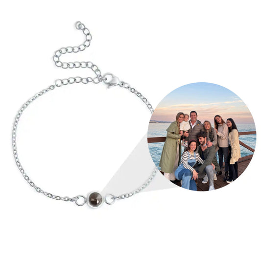 Front view of custom photo projection bracelet