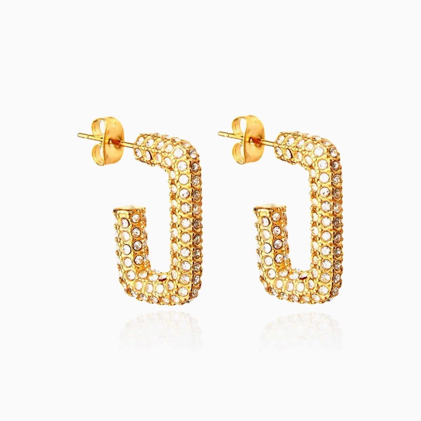 opular Girl rectangular hoop earrings in gold or silver