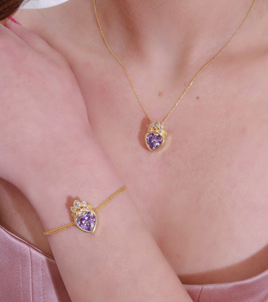  Rapunzel Crown Necklace and Bracelet Set — Front View — 925 Sterling Silver