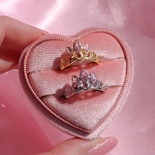 Rapunzel Crown Ring Version 2 Pink — Adjustable — 925 Sterling Silver