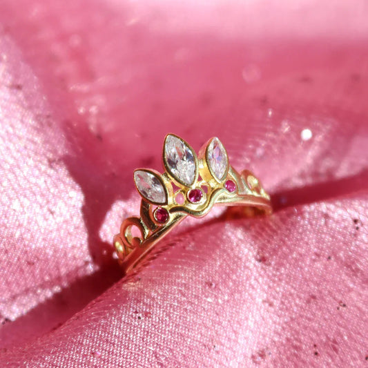Rapunzel Crown Ring Version 3 White — Adjustable — 925 Sterling Silver