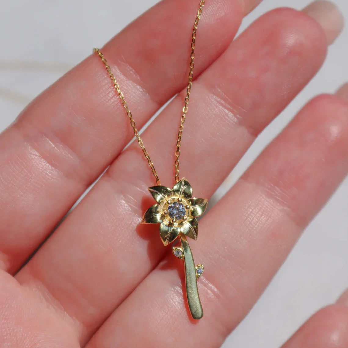  Rapunzel Inspired Flower Necklace — Silver Zirconia Gift