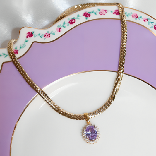 Rapunzel Inspired Necklace with Purple Zirconia – Fairy Tale Jewelry