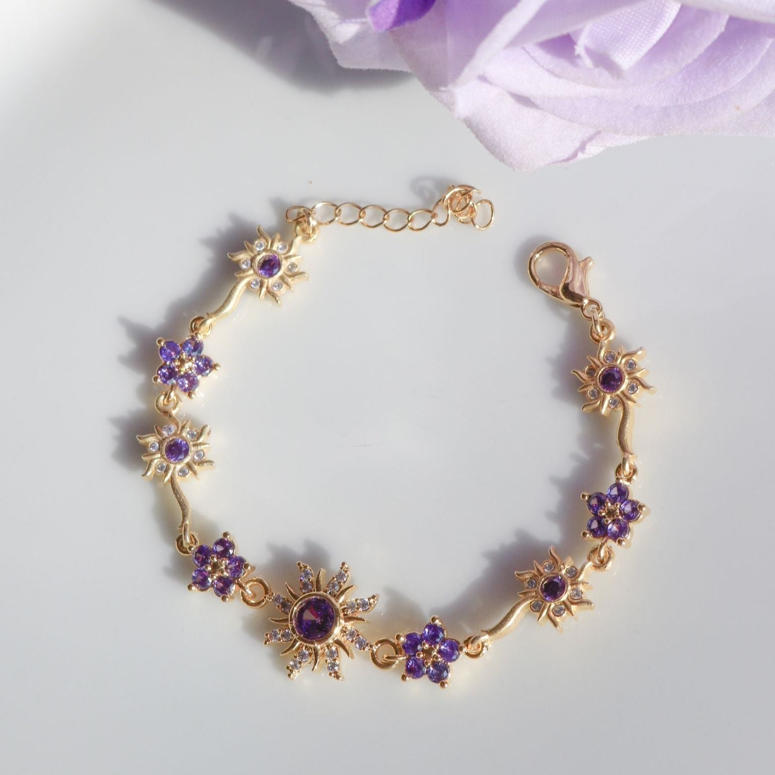 Rapunzel princess bracelet with sparkling gemstone