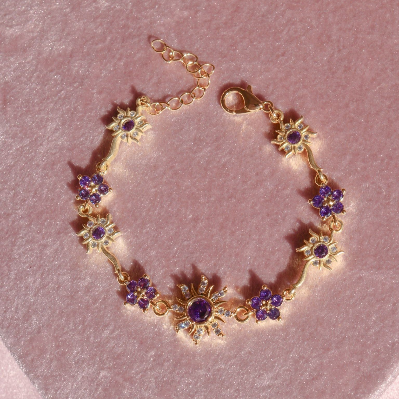 Rapunzel purple sun bracelet with lilac zirconia – princess jewelry