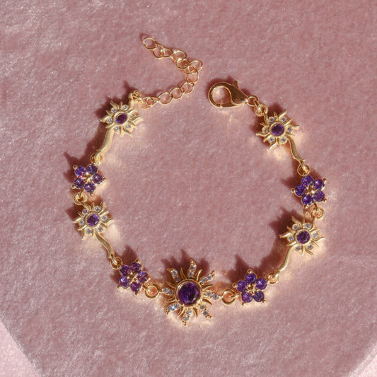 Rapunzel purple sun bracelet with lilac zirconia – princess jewelry