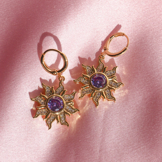 Rapunzel Purple Sun Earrings – Handmade Princess Jewelry