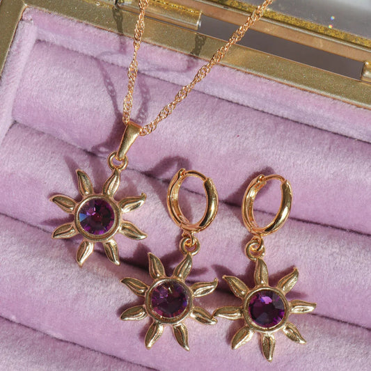 Rapunzel Sun Necklace and Earring Set — Front View