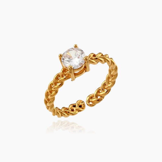 Front view of Romy gemstone ring with 18K gold plating