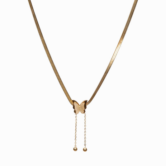 Schlangenkette Schmetterling Halskette Gold – Vorderansicht