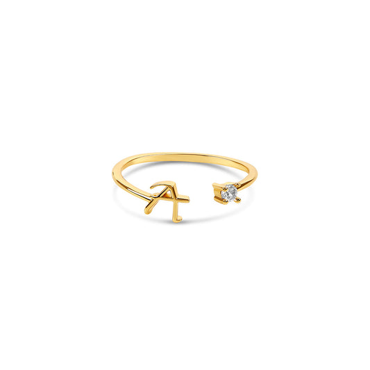 Schriftstein Initial Ring Gold – Vorderansicht
