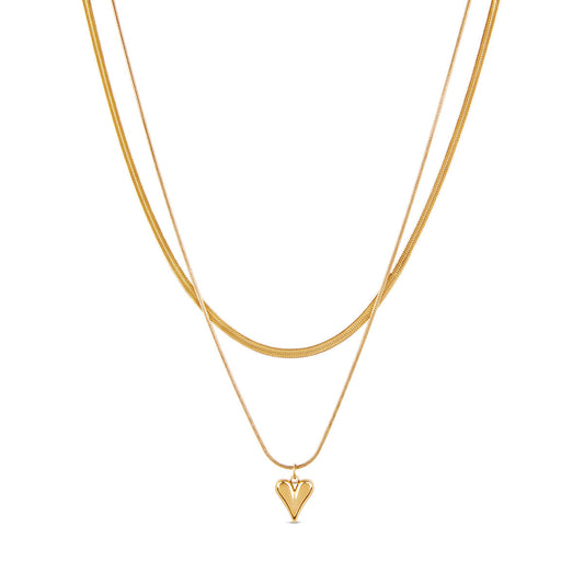 Sculpted Heart Layered Halskette Gold – Vorderansicht