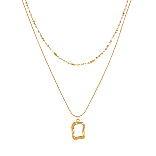 Sculpture Pendant Layered Halskette Gold – Vorderansicht