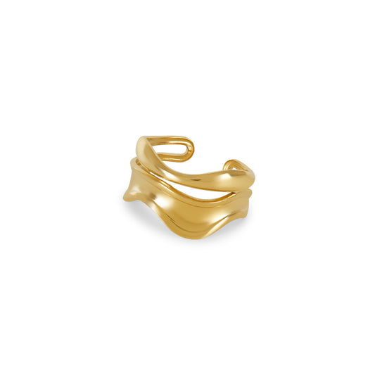 Sculpture Verstellbarer Ring Gold – Vorderansicht